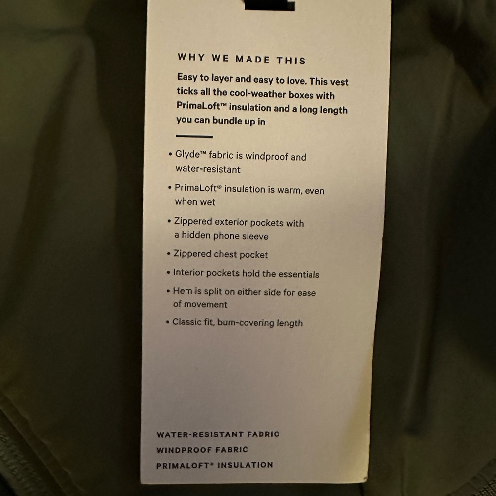 Lululemon Long Insulated Bomber Vest - Picture 10 of 12